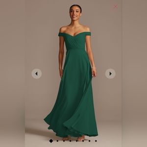 DAVID'S BRIDAL off the shoulder full skirt bridesmaid dress Juniper